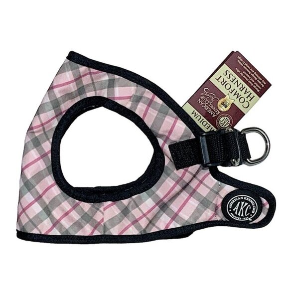 American Kennel Club Dog Harness Vest  Designer Tartan Plaid Sherpa Lined Pink M - Picture 3 of 16
